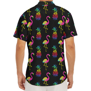 Rainbow Pineapple And Flamingo Print Men's Deep V-Neck Shirt