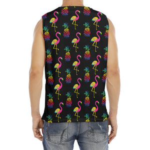 Rainbow Pineapple And Flamingo Print Men's Fitness Tank Top