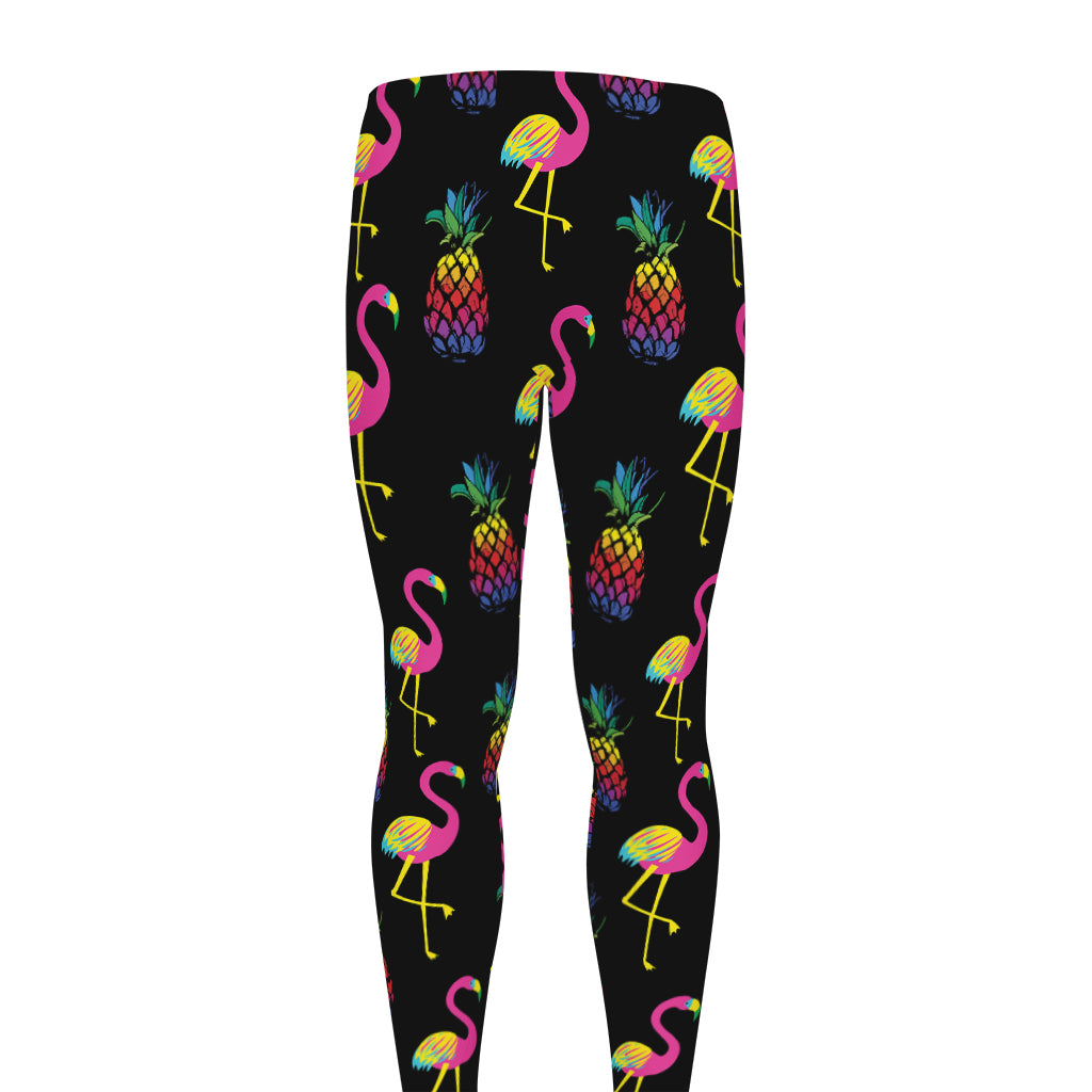 Rainbow Pineapple And Flamingo Print Men's leggings