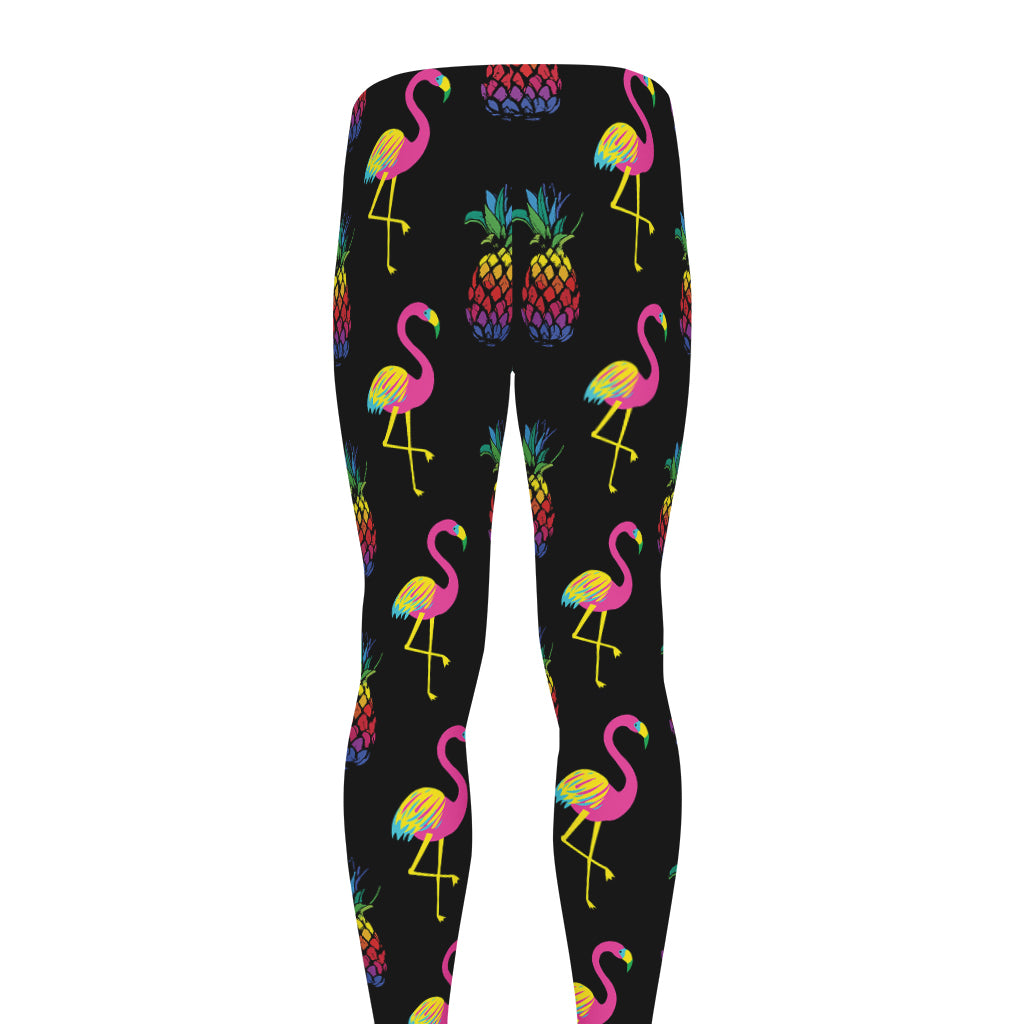 Rainbow Pineapple And Flamingo Print Men's leggings