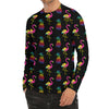 Rainbow Pineapple And Flamingo Print Men's Long Sleeve Rash Guard