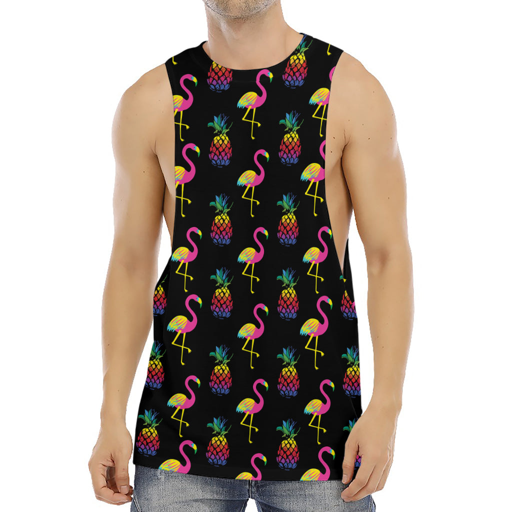 Rainbow Pineapple And Flamingo Print Men's Muscle Tank Top