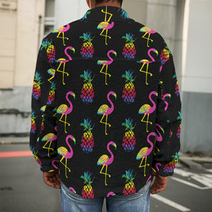 Rainbow Pineapple And Flamingo Print Men's Shirt Jacket