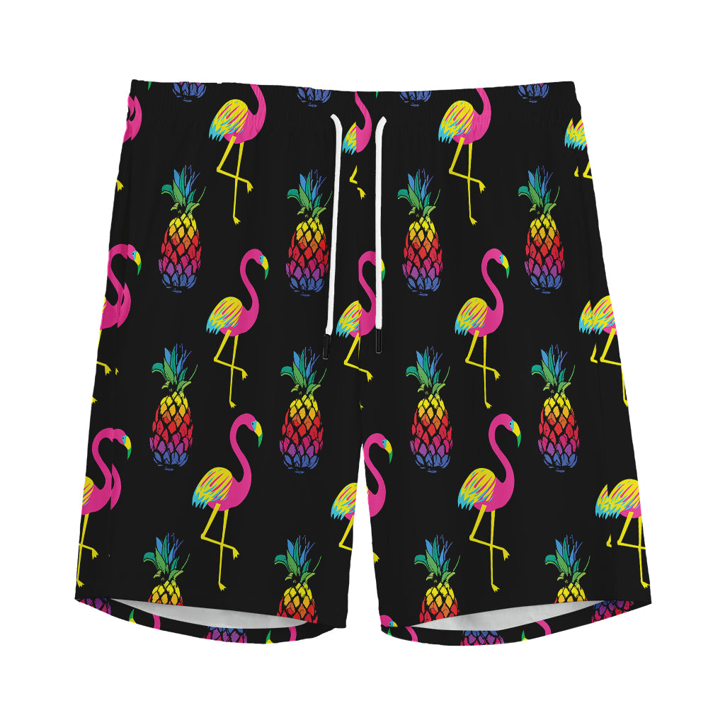 Rainbow Pineapple And Flamingo Print Men's Sports Shorts