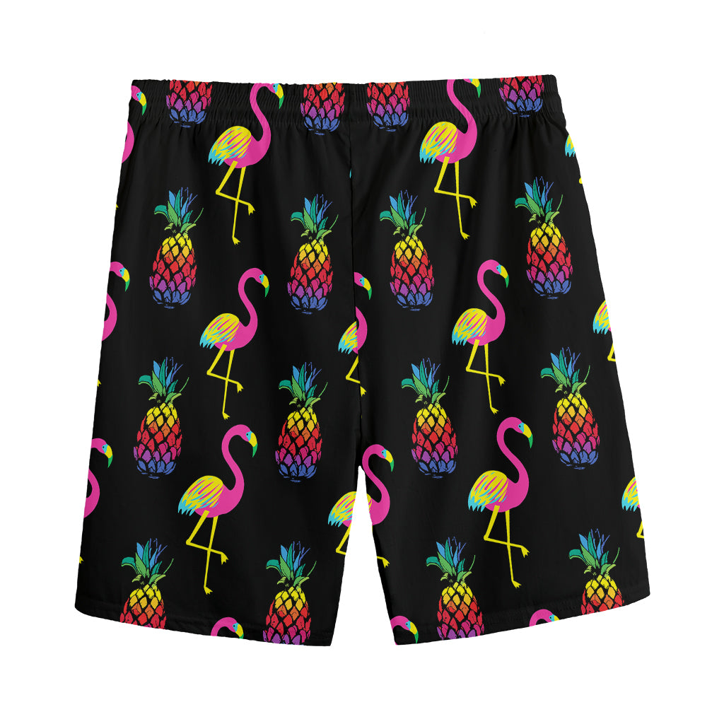 Rainbow Pineapple And Flamingo Print Men's Sports Shorts