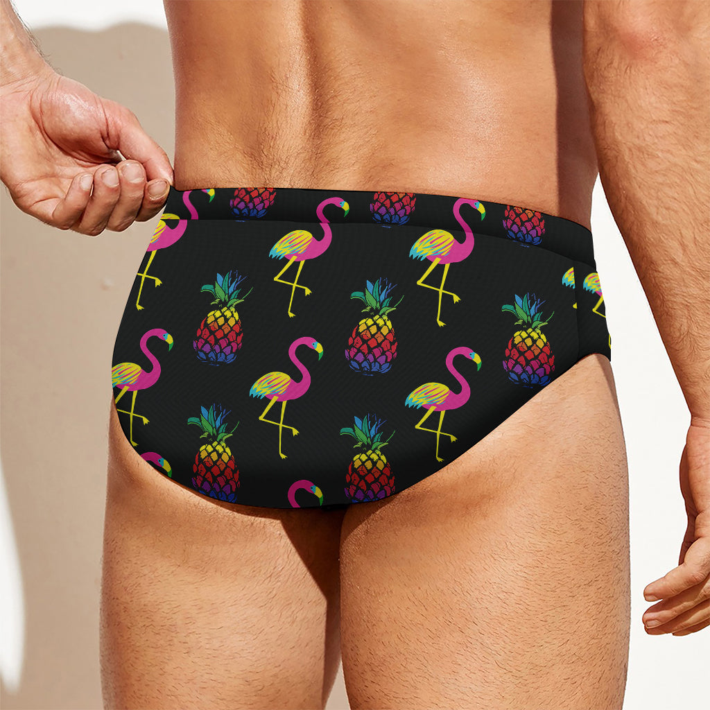 Rainbow Pineapple And Flamingo Print Men's Swim Briefs