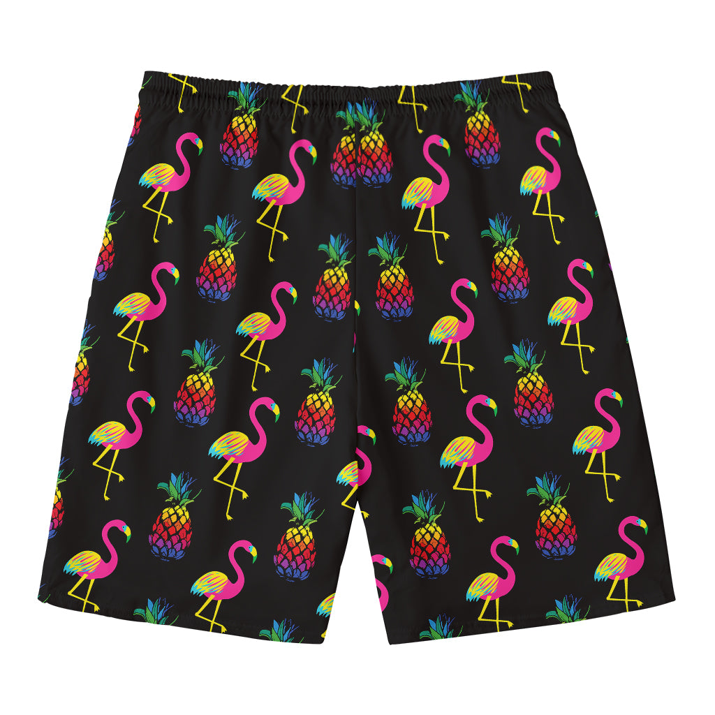 Rainbow Pineapple And Flamingo Print Men's Swim Trunks