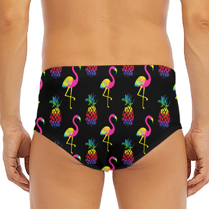 Rainbow Pineapple And Flamingo Print Men's Triangle Swim Briefs