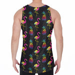 Rainbow Pineapple And Flamingo Print Men's Velvet Tank Top