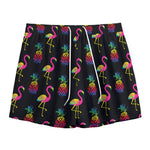 Rainbow Pineapple And Flamingo Print Mesh Shorts