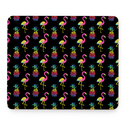 Rainbow Pineapple And Flamingo Print Mouse Pad