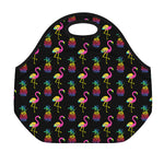 Rainbow Pineapple And Flamingo Print Neoprene Lunch Bag