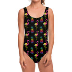 Rainbow Pineapple And Flamingo Print One Piece Swimsuit