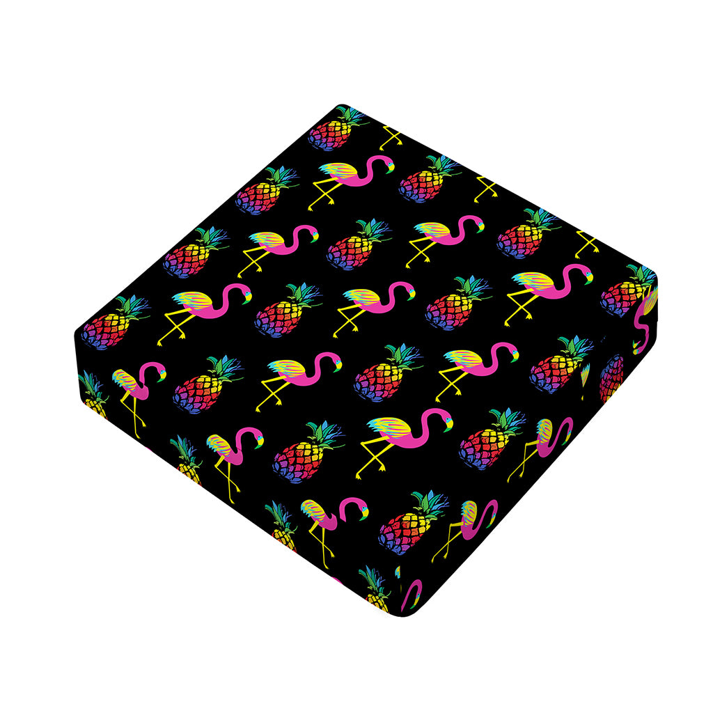 Rainbow Pineapple And Flamingo Print Outdoor Seat Cushion Cover
