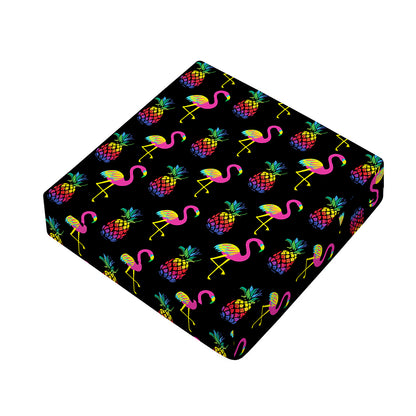 Rainbow Pineapple And Flamingo Print Outdoor Seat Cushion Cover