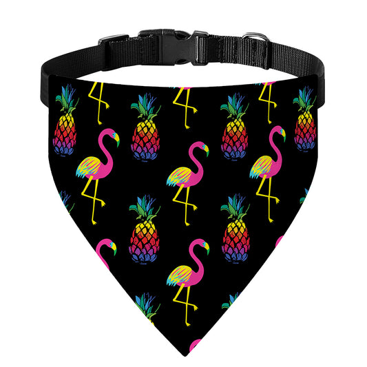 Rainbow Pineapple And Flamingo Print Over The Collar Dog Bandana