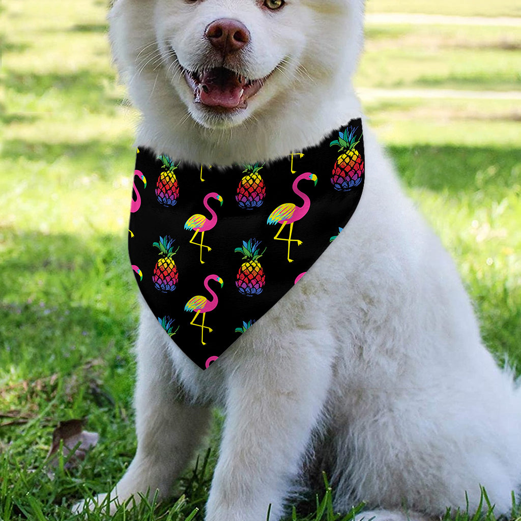 Rainbow Pineapple And Flamingo Print Over The Collar Dog Bandana