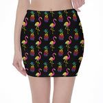 Rainbow Pineapple And Flamingo Print Pencil Mini Skirt