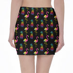 Rainbow Pineapple And Flamingo Print Pencil Mini Skirt