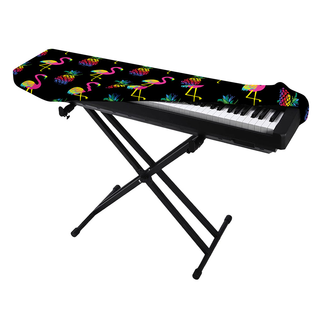 Rainbow Pineapple And Flamingo Print Piano Keyboard Cover