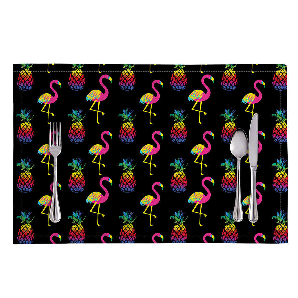 Rainbow Pineapple And Flamingo Print Placemat