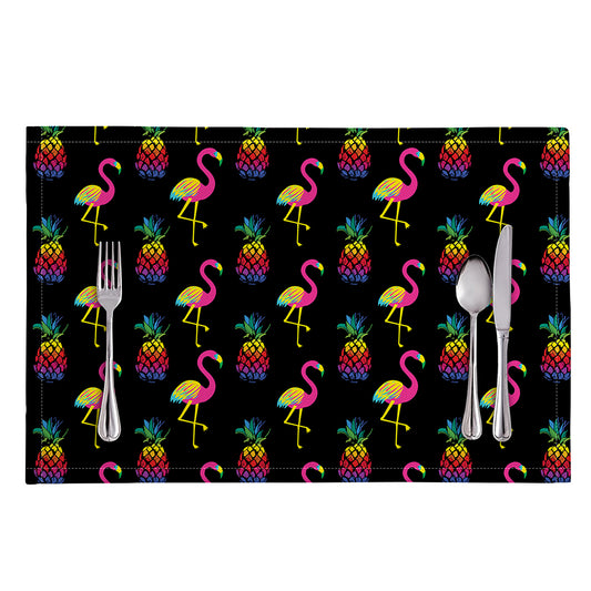 Rainbow Pineapple And Flamingo Print Placemat