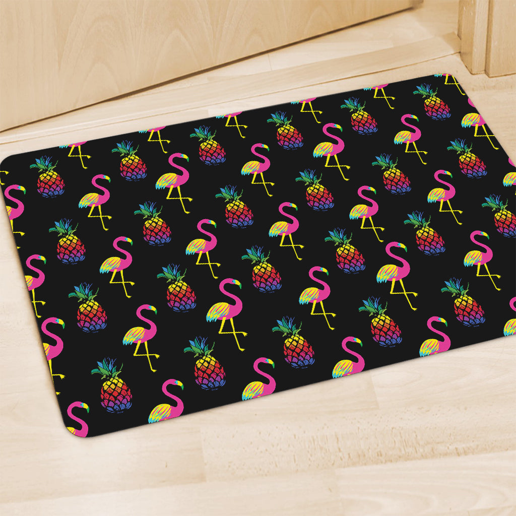 Rainbow Pineapple And Flamingo Print Polyester Doormat