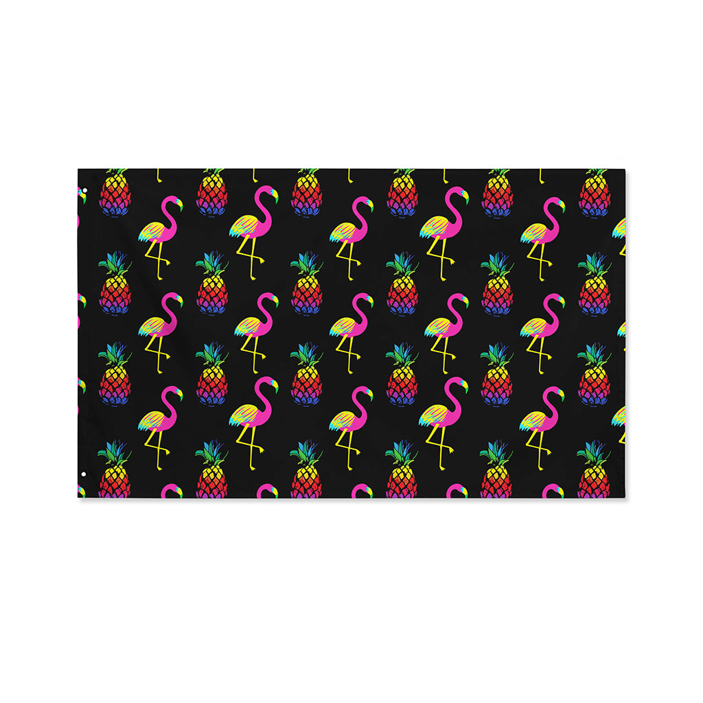 Rainbow Pineapple And Flamingo Print Polyester Flag