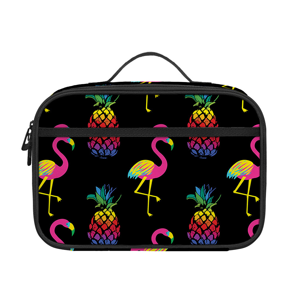 Rainbow Pineapple And Flamingo Print Portable Lunch Bag