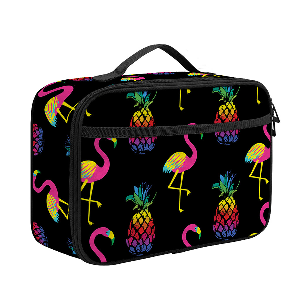 Rainbow Pineapple And Flamingo Print Portable Lunch Bag