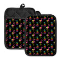 Rainbow Pineapple And Flamingo Print Pot Holders With Pocket