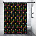Rainbow Pineapple And Flamingo Print Premium Shower Curtain