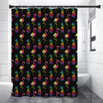 Rainbow Pineapple And Flamingo Print Premium Shower Curtain