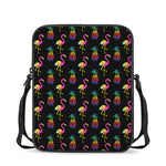 Rainbow Pineapple And Flamingo Print Rectangular Crossbody Bag