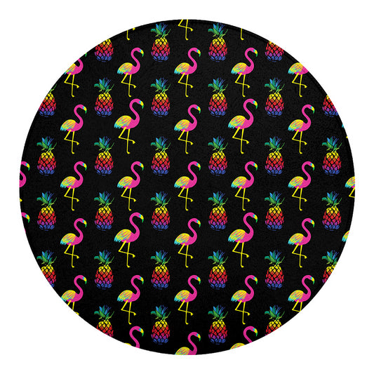 Rainbow Pineapple And Flamingo Print Round Blanket