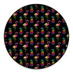 Rainbow Pineapple And Flamingo Print Round Floor Mat