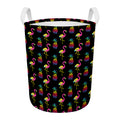 Rainbow Pineapple And Flamingo Print Round Laundry Basket
