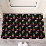 Rainbow Pineapple And Flamingo Print Rubber Doormat