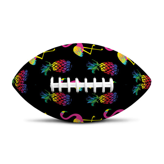 Rainbow Pineapple And Flamingo Print Rugby Ball
