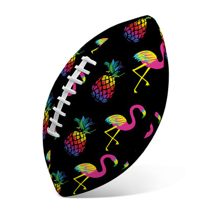 Rainbow Pineapple And Flamingo Print Rugby Ball