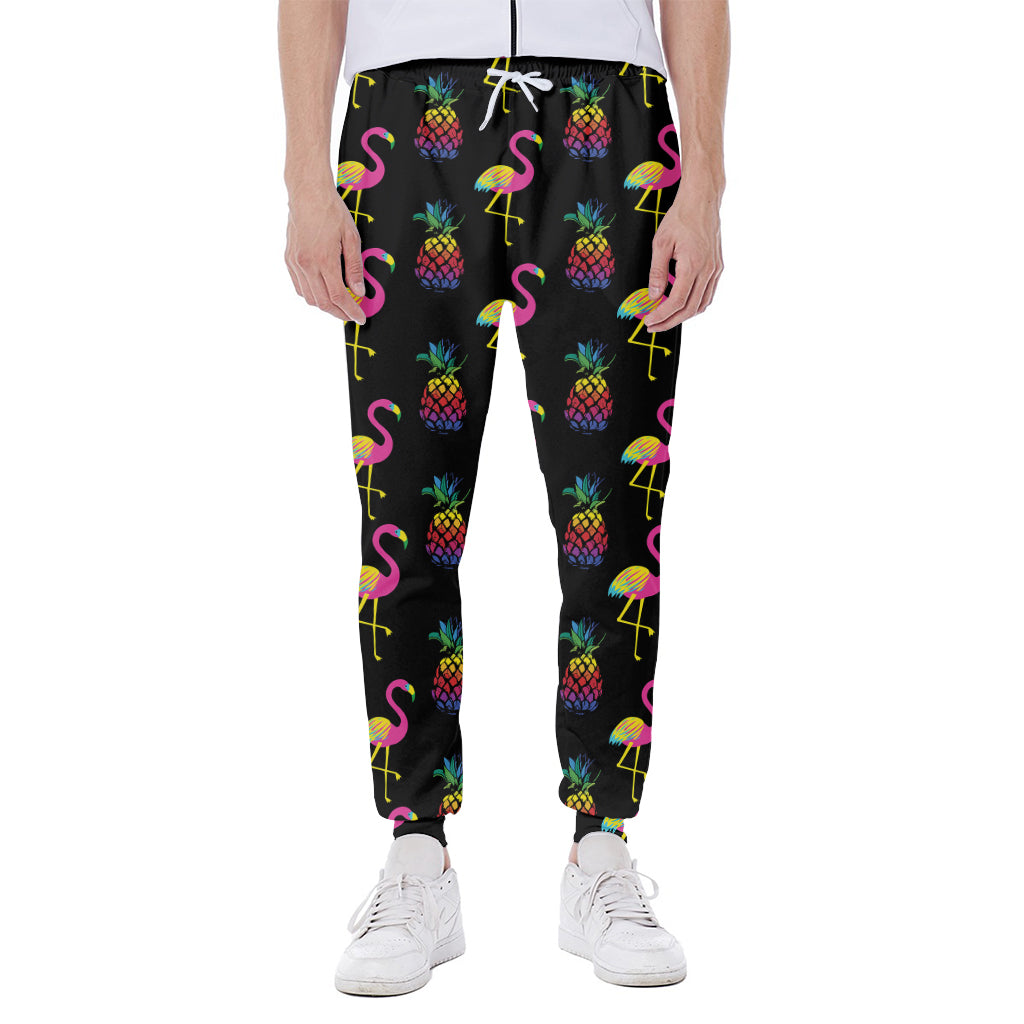 Rainbow Pineapple And Flamingo Print Scuba Joggers