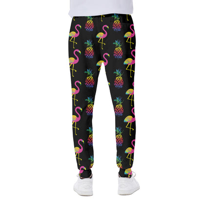 Rainbow Pineapple And Flamingo Print Scuba Joggers