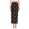 Rainbow Pineapple And Flamingo Print Side Slit Maxi Skirt