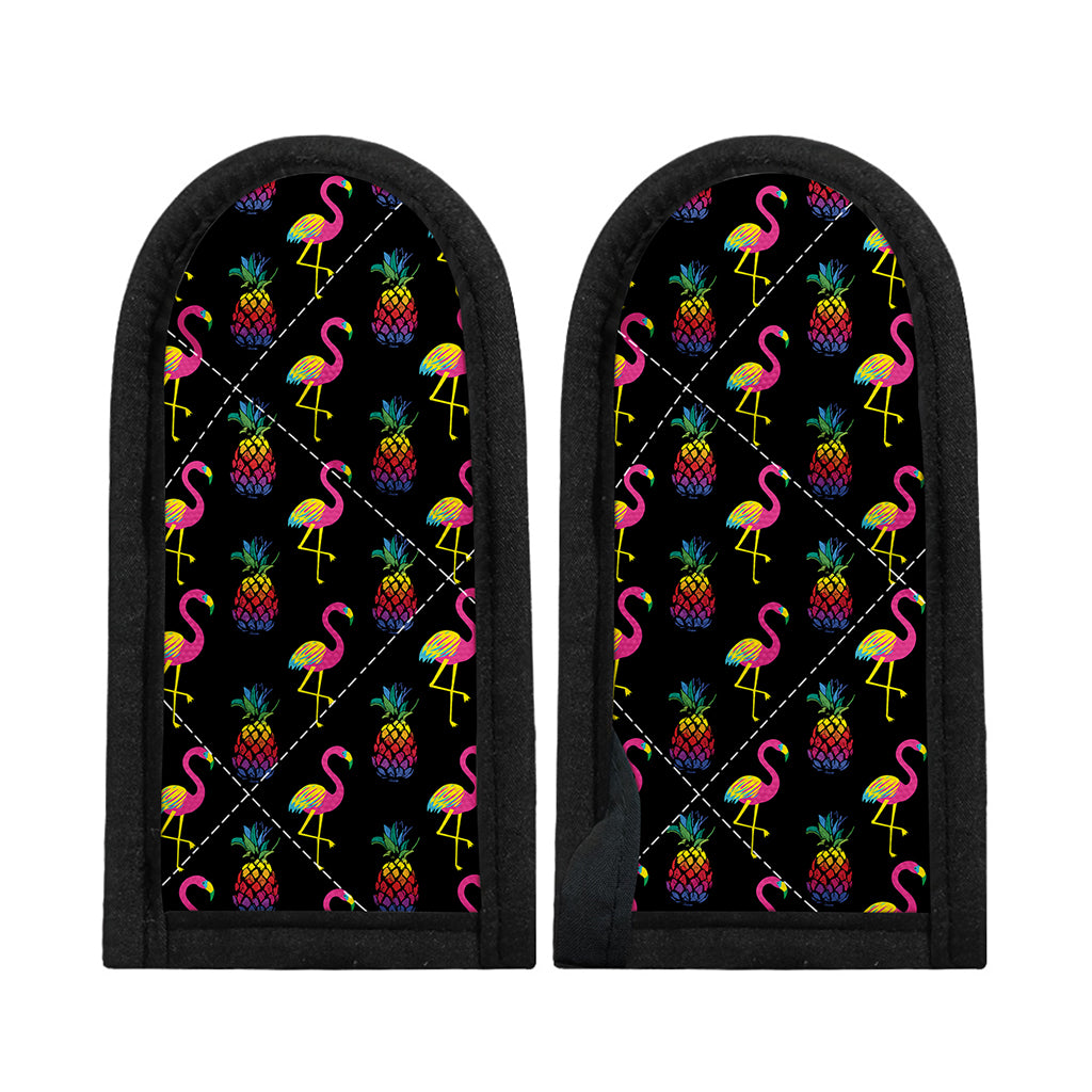Rainbow Pineapple And Flamingo Print Skillet Handle Cover