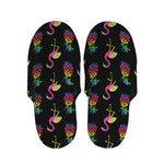 Rainbow Pineapple And Flamingo Print Slippers