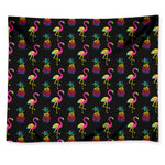 Rainbow Pineapple And Flamingo Print Tapestry