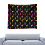 Rainbow Pineapple And Flamingo Print Tapestry