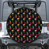 Rainbow Pineapple And Flamingo Print Tire Cover