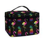 Rainbow Pineapple And Flamingo Print Travel Makeup Bag