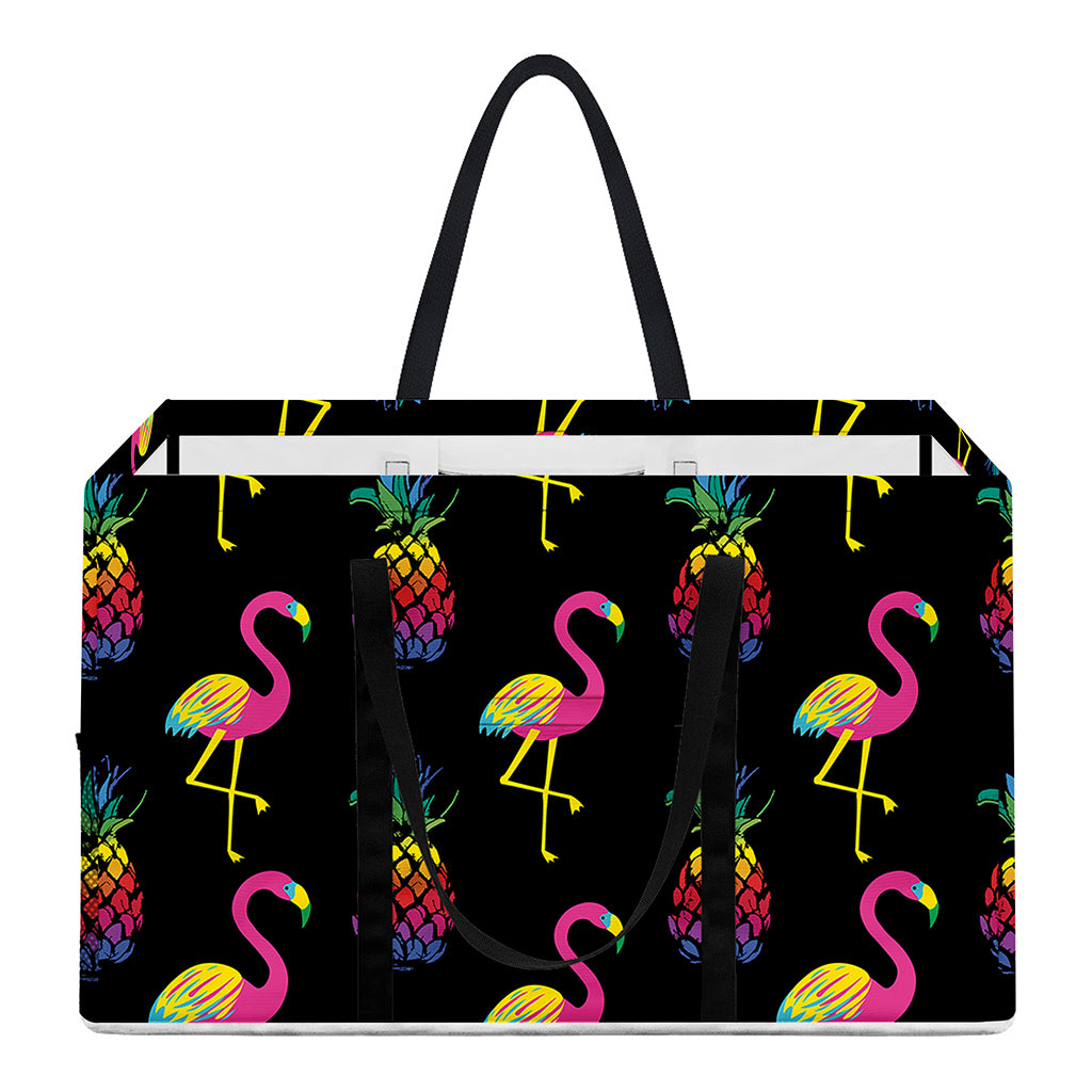 Rainbow Pineapple And Flamingo Print Utility Tote Bag